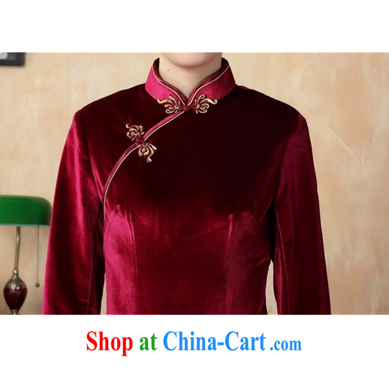 The Balaam poetry elegant ladies handcrafted bright-stretch the wool and elegant 7 cuff long cheongsam red 3XL, Balaam poetry, shopping on the Internet