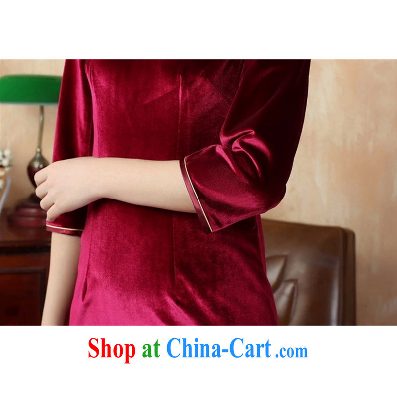 The Balaam poetry elegant ladies handcrafted bright-stretch the wool and elegant 7 cuff long cheongsam red 3XL, Balaam poetry, shopping on the Internet