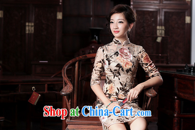 Birds love, brachial Fong Chau 2015 spring new Silk black flower lint-free cloth retro daily outfit QD 534 light apricot XXXL pictures, price, brand platters! Elections are good character, the national distribution, so why buy now enjoy more preferential! Health