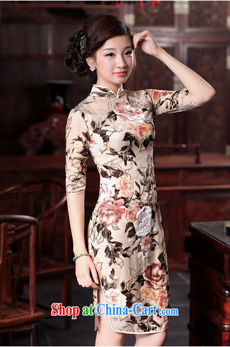 Birds love, brachial Fong Chau 2015 spring new Silk black flower lint-free cloth retro daily outfit QD 534 light apricot XXXL pictures, price, brand platters! Elections are good character, the national distribution, so why buy now enjoy more preferential! Health