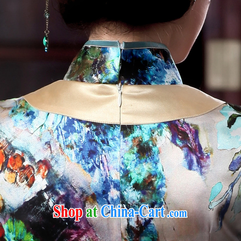 Birds love curtain inviting 2015 spring new cheongsam dress retro elegant and exclusive long Silk Cheongsam QD 536 M suit, birds love, and shopping on the Internet