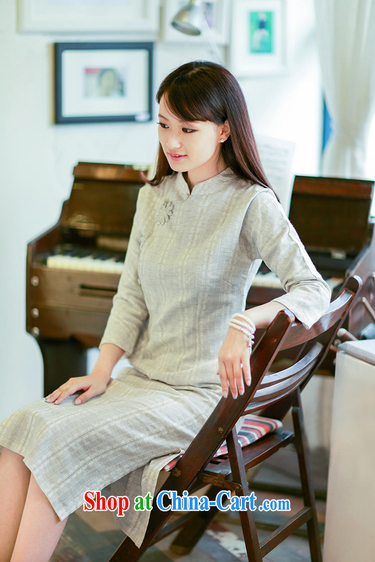 Lara lemon Original Design retro Ethnic Wind 10,369 arts, cotton clothes improved cheongsam Chinese Wind Light Gray - pre-sale 15 days Shipment L pictures, price, brand platters! Elections are good character, the national distribution, so why buy now enjoy more preferential! Health