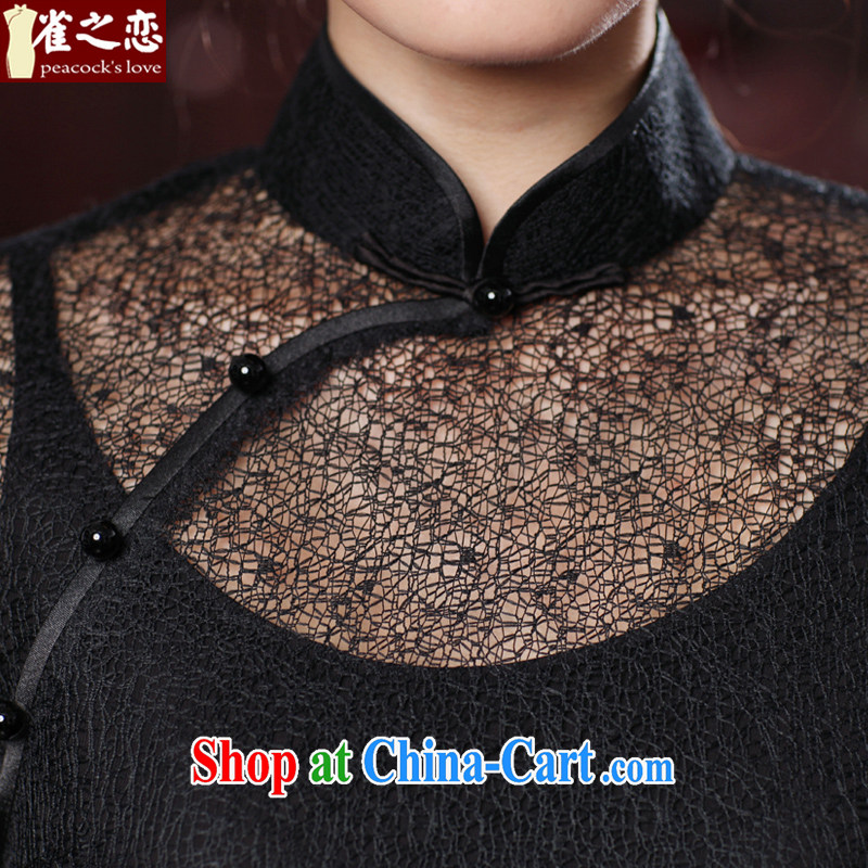 Bird lovers of silk and bamboo surplus ear 2015 spring new cheongsam dress improved stylish silk two-piece sexy outfit QD 537 black XXXL birds, love, shopping on the Internet