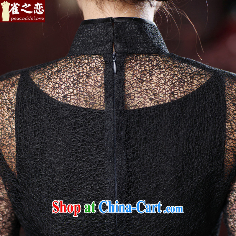 Bird lovers of silk and bamboo surplus ear 2015 spring new cheongsam dress improved stylish silk two-piece sexy outfit QD 537 black XXXL birds, love, shopping on the Internet