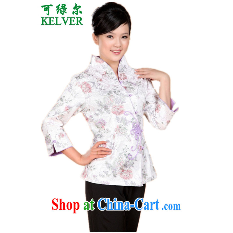 To Green, the older female spring stylish new t-shirt, for a tight stamp duty 7 cuffs mother load Tang jackets - 4 white L