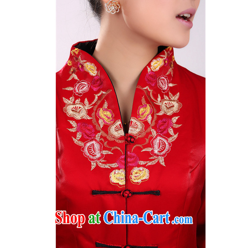 To Green, spring fashion, the older MOM with a collar embroidered stitching color Tang jackets - 2 red XL, green, and shopping on the Internet
