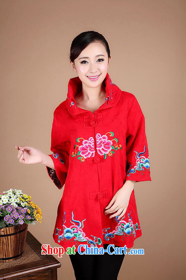 Tze-The 2014 autumn and the new loose the code has been embroidered and the collar cotton Tang Replace T-shirt FGR - A 165 rose red XXL pictures, price, brand platters! Elections are good character, the national distribution, so why buy now enjoy more preferential! Health
