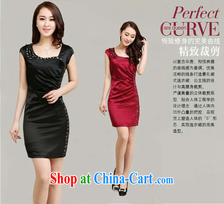 Refreshing summer 2014 female new sauna silk silk damask European Big solid color manually staple pearl cultivation summer fashion improved short cheongsam dress wine red L pictures, price, brand platters! Elections are good character, the national distribution, so why buy now enjoy more preferential! Health