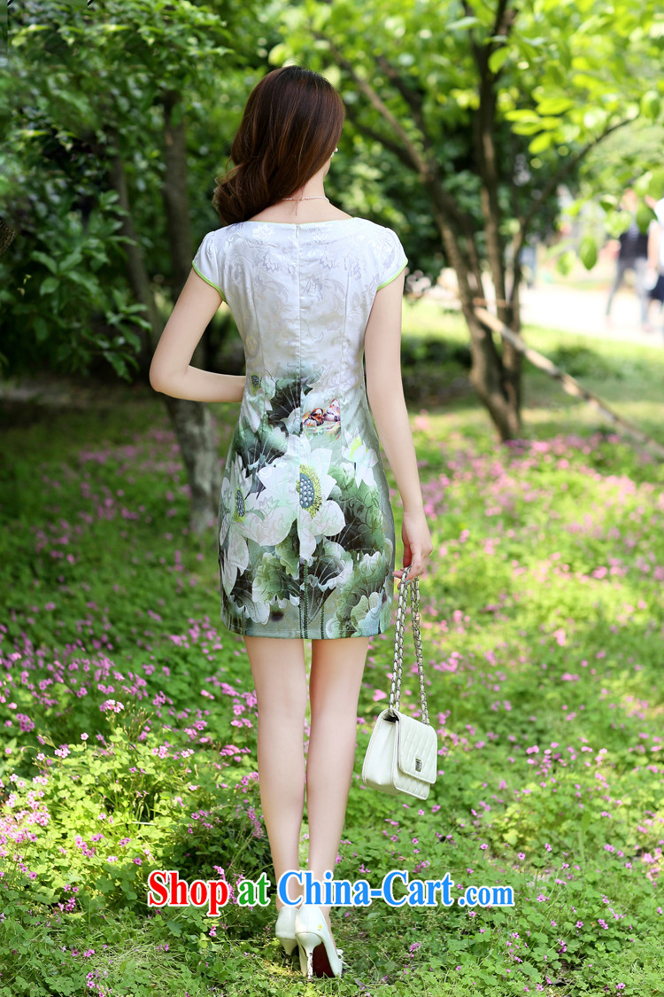 Alice Park 2015 summer new female dress improved stylish elegant dress short, Retro daily cotton cheongsam dress 96 girls Green Green XXL pictures, price, brand platters! Elections are good character, the national distribution, so why buy now enjoy more preferential! Health