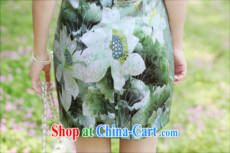 Alice Park 2015 summer new female dress improved stylish elegant dress short, Retro daily cotton cheongsam dress 96 girls Green Green XXL pictures, price, brand platters! Elections are good character, the national distribution, so why buy now enjoy more preferential! Health