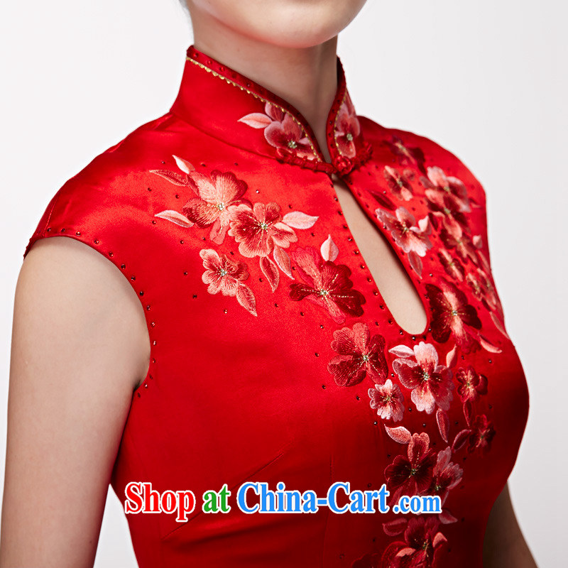 Wood is really the 2015 spring and summer new Chinese wedding dress hand-embroidery silk bridal long cheongsam 22,016 05 red M, wood really has, online shopping