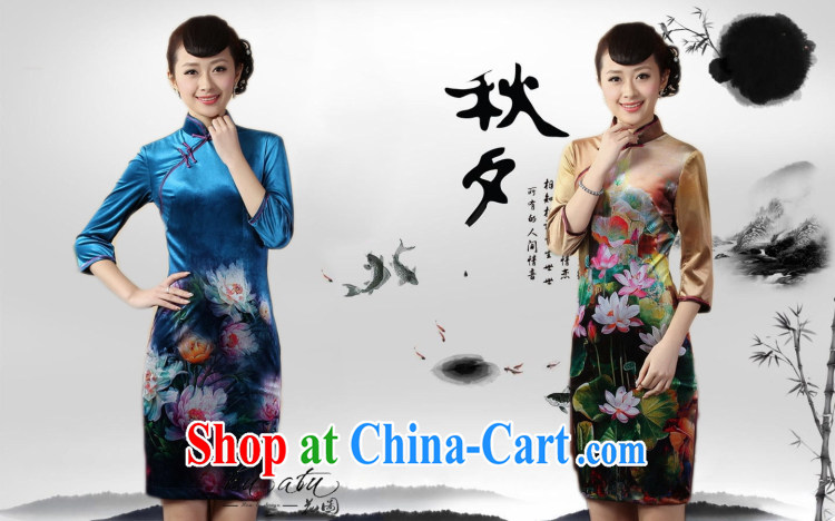 Spend the autumn and the new girls dresses with short stretch gold velour painting stylish classic in short sleeves cheongsam 8 color 2 XL pictures, price, brand platters! Elections are good character, the national distribution, so why buy now enjoy more preferential! Health