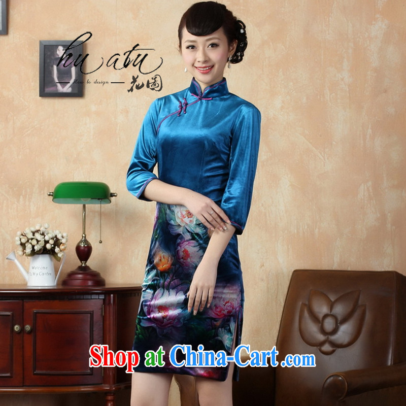 Spend the autumn and the new girls dresses with short stretch gold velour painting stylish classic in short sleeves cheongsam 8 color 2 XL, spend figure, and shopping on the Internet