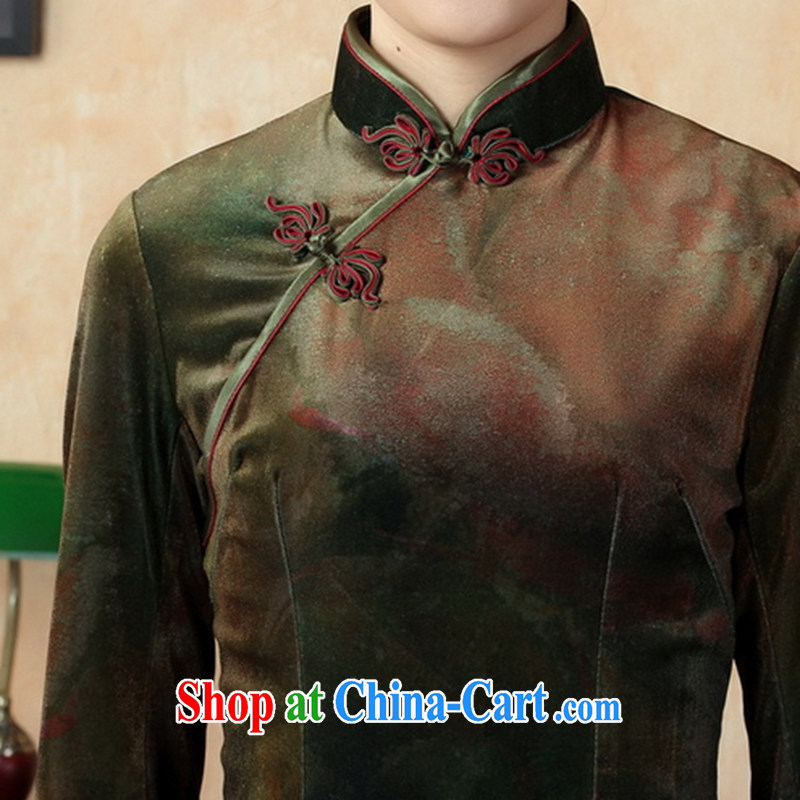 Take the female cheongsam Chinese autumn spring loaded gold velour elegant poster stylish classic in short sleeves cheongsam picture color 2 XL, spend figure, and shopping on the Internet