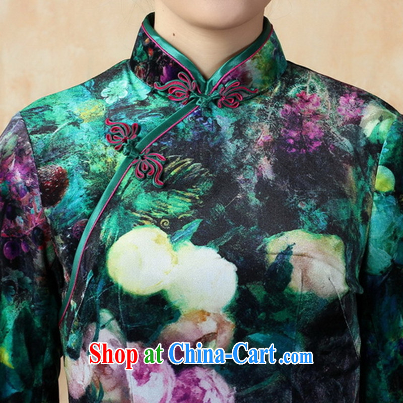 Spend the autumn and the cheongsam Tang Women's clothes, collar stretch the wool painting stylish classic in short sleeves cheongsam picture color 2 XL, spend figure, shopping on the Internet