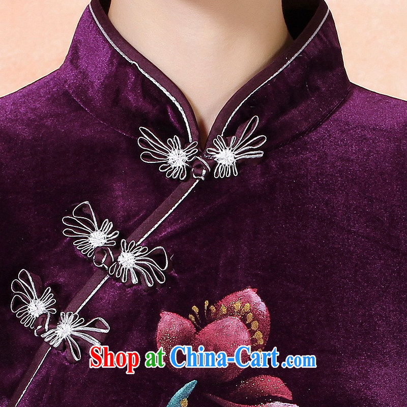 Counters are, Autumn 2014 the new female banquet service small dress wool piping embroidery cheongsam dress long, single-piece package-sense of Chinese Wind even 334,228 purple L, Oriental and nobles, and shopping on the Internet