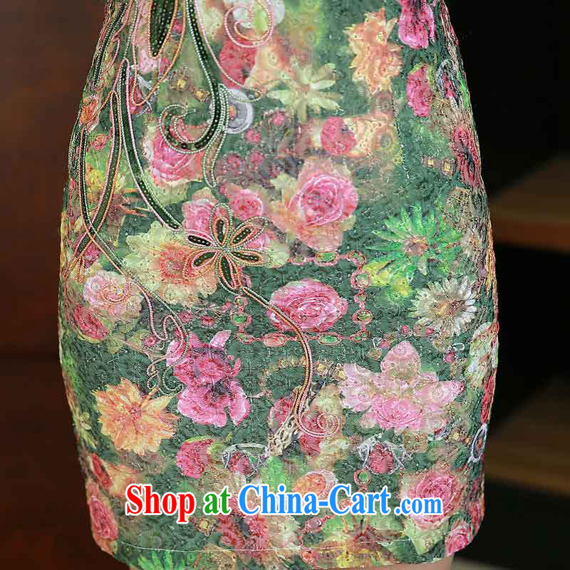 2015 summer dresses girls retro improved petal collar inserts drill short embroidery cheongsam dress 14 085 QM XXXL suit, Jun Yi Hua Sha (QueensMakings), and, on-line shopping