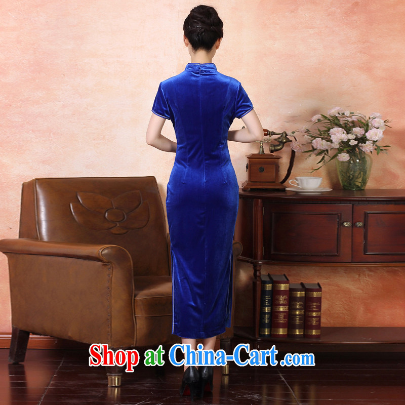 East noble counters is, Autumn 2014 the new butterfly embroidery elegant improved daily long cheongsam dress embroidery short-sleeved one-piece package mail silk elegant stylish banquet 334,215 Lake blue XXXL, Oriental and nobles, and shopping on the Inte