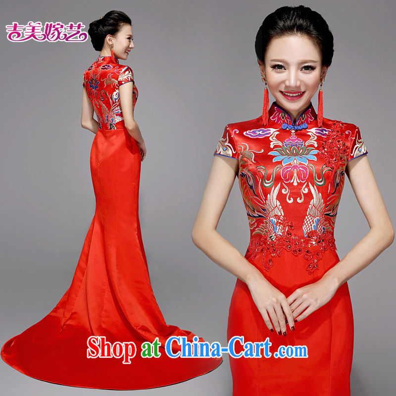 wedding dresses, marry us performing arts 2015 new large red shoulder cultivating long crowsfoot QP 7568 bridal dresses red XL