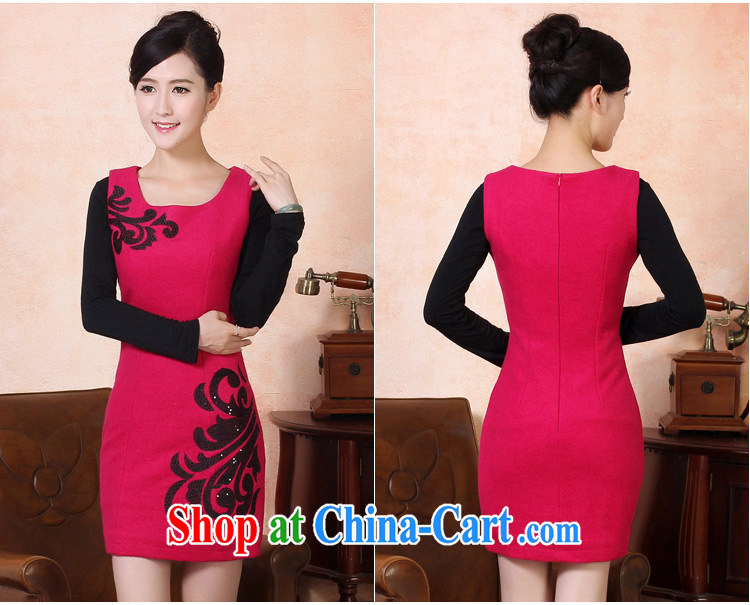 East noble counters are for 2014 fall and winter new velvet cheongsam dress embroidery elegance cultivating female dresses package mail, multi-color stitching lace skirt 434,420 red M pictures, price, brand platters! Elections are good character, the national distribution, so why buy now enjoy more preferential! Health