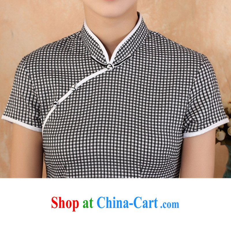 According to the conditions in summer and stylish new products, for a tight plaid print beauty cheongsam dress - 1 black L, according to the situation, and, on-line shopping