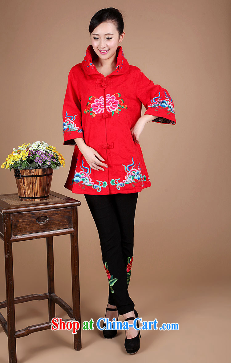 HYMN Sodom and Pratt 2015 spring new Chinese embroidery t-shirt, older women with thick mother cotton embroidered jacket ethnic wind retro-tie Chinese clothes of red XXXL pictures, price, brand platters! Elections are good character, the national distribution, so why buy now enjoy more preferential! Health