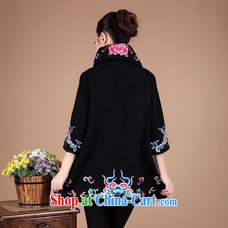 HYMN Sodom and Pratt 2015 spring new Chinese embroidery t-shirt, older women with thick mother cotton embroidered jacket ethnic wind retro-tie Chinese clothes of red XXXL Hymn, Sodom and diagrams, and shopping on the Internet