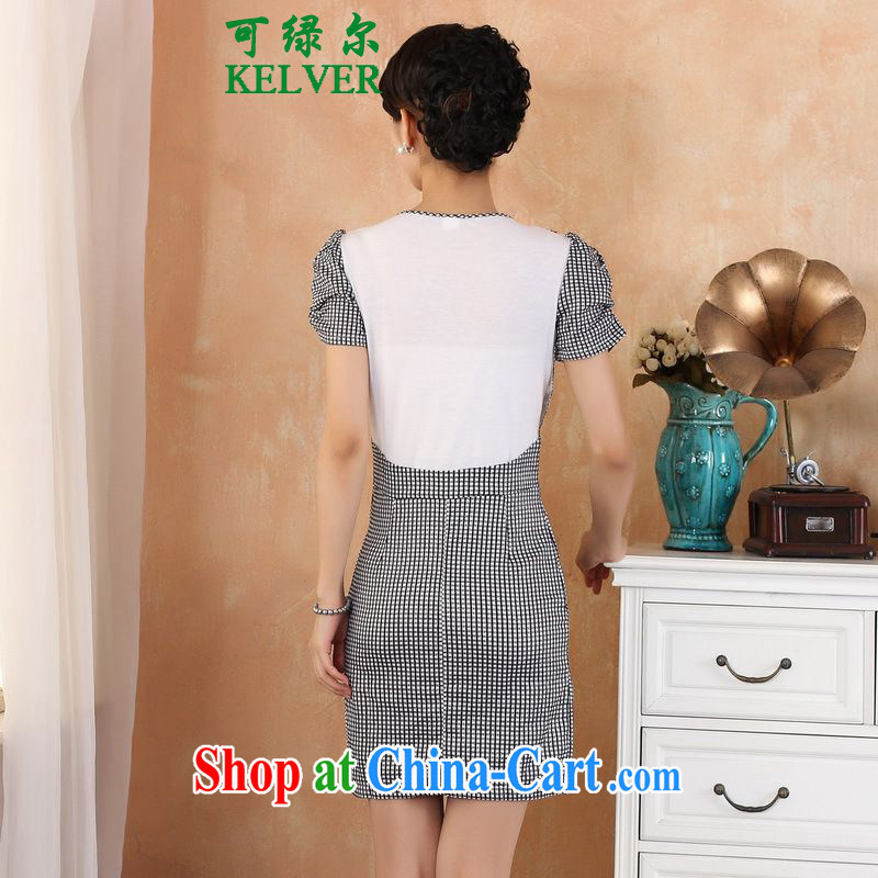 To Green, summer and stylish new products round-collar, ribbed stitching bubble cuff Sau San cheongsam dress - 1 M, green, and, on-line shopping