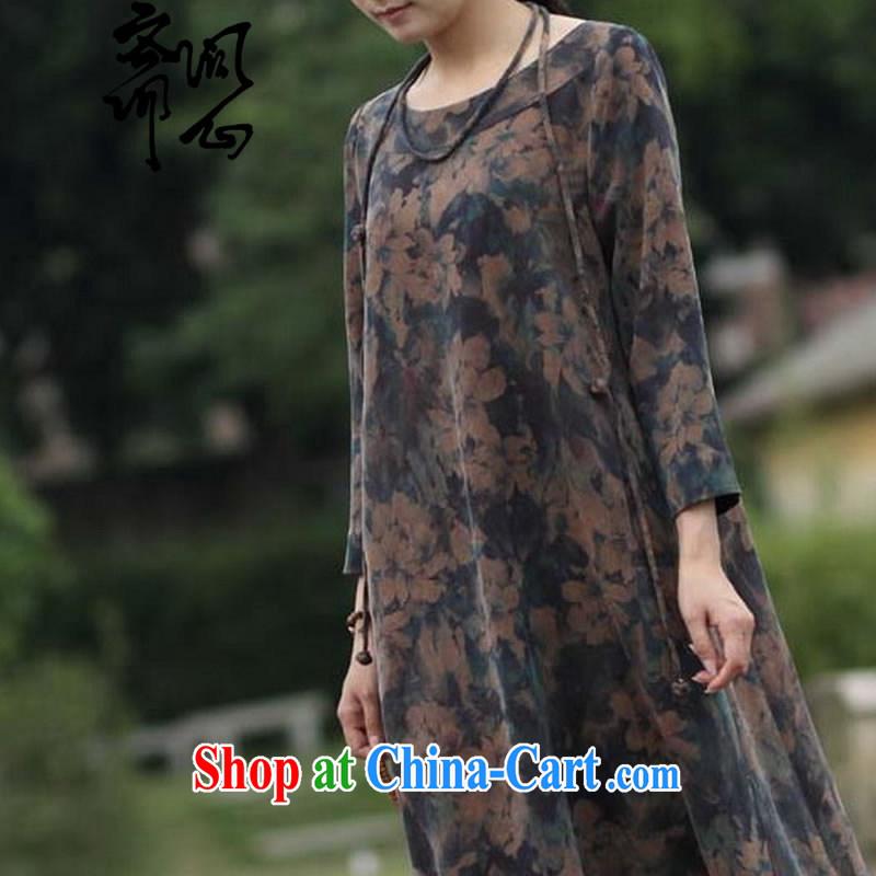 q heart Id al-Fitr (Yue and autumn as soon as possible new relaxed a field for long-sleeved silk graphics thin gown, long skirt WXZ 1304 photo color manual custom 15 Day Shipping manual customization, and asked a vegetarian, shopping on the Internet