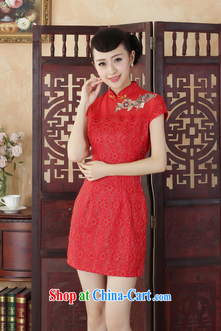 Take the Lady Jane, stylish and refined beauty lace short cheongsam dress female new Chinese qipao gown 4 yellow 2 XL pictures, price, brand platters! Elections are good character, the national distribution, so why buy now enjoy more preferential! Health