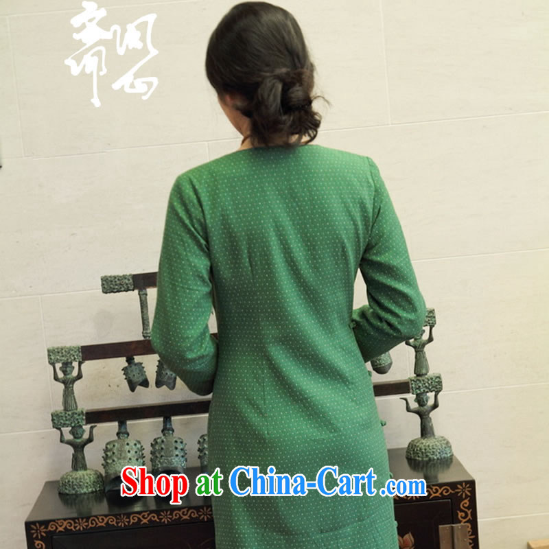 q heart Id al-Fitr (Yue and autumn as soon as possible new tray for the cultivation, cotton long cheongsam dress WXZ 1295 emerald green manual custom 15 days the manual custom, ask a vegetarian, shopping on the Internet
