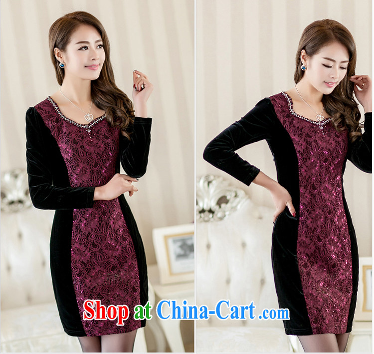 Let Bai colorful 2015 New Style embroidered hot drill long-sleeved dresses larger female QP905 #red XXXL pictures, price, brand platters! Elections are good character, the national distribution, so why buy now enjoy more preferential! Health