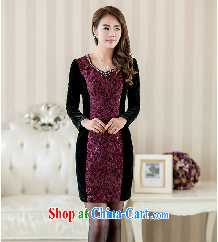 Let Bai colorful 2015 New Style embroidered hot drill long-sleeved dresses larger female QP905 #red XXXL pictures, price, brand platters! Elections are good character, the national distribution, so why buy now enjoy more preferential! Health