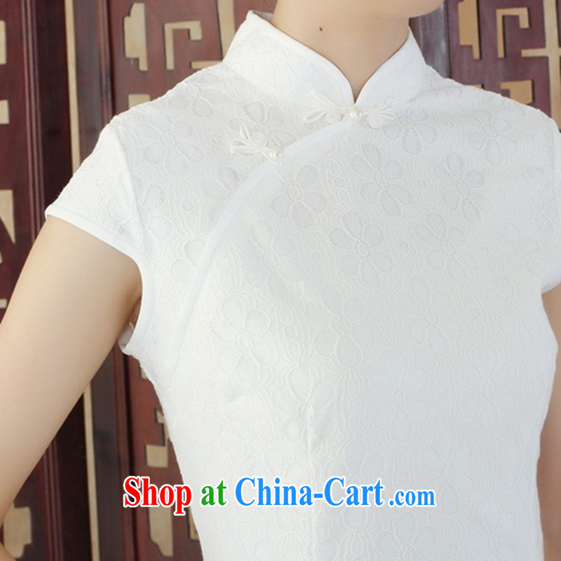 Take the girls in short, stylish and improved cultivation, for lace short cheongsam dress new Chinese qipao gown dresses white L, figure, and, shopping on the Internet