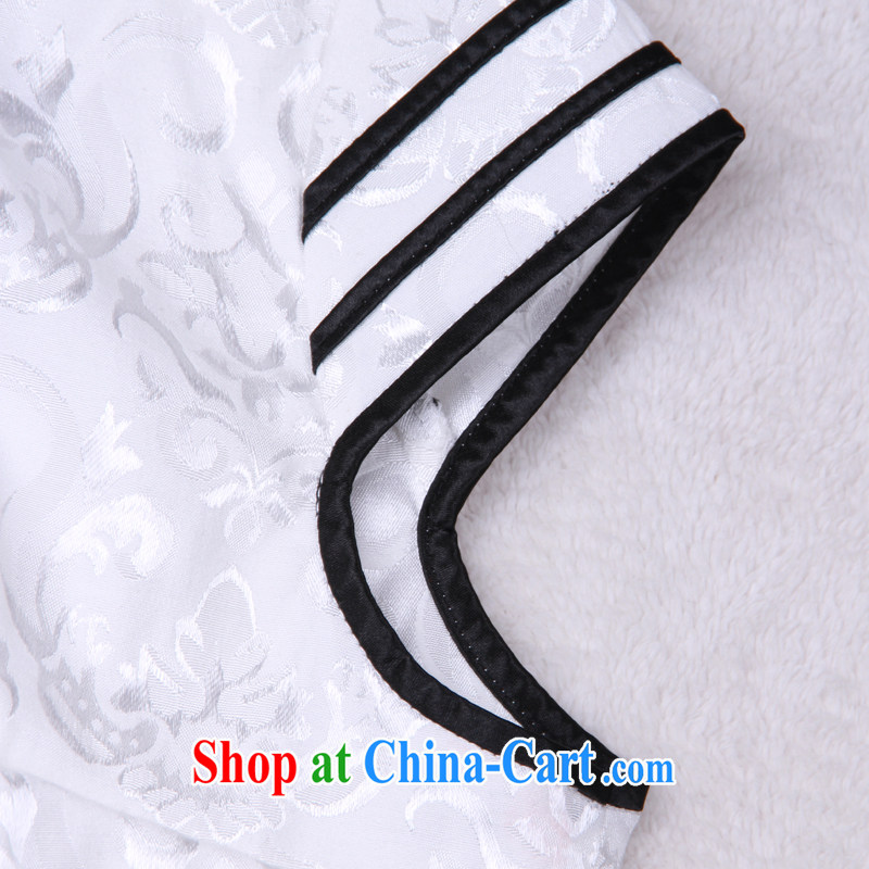 Unwind after the 2015 spring classic black-and-white Stylish retro stereo 3 piping fine recreational short cheongsam 0168 0168 black L sporting, wind, shopping on the Internet