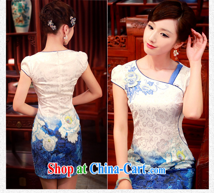 Ruyi style in a new, 2014 summer cheongsam dress stylish stamp daily improved cheongsam dress 4342 4342 blue XXL pictures, price, brand platters! Elections are good character, the national distribution, so why buy now enjoy more preferential! Health