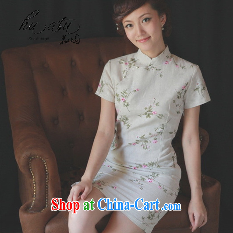 Take the female dresses 2014 new, improved and stylish summer daily short Chinese short-sleeved cotton the retro outfit energy 2 XL, flowers, and shopping on the Internet