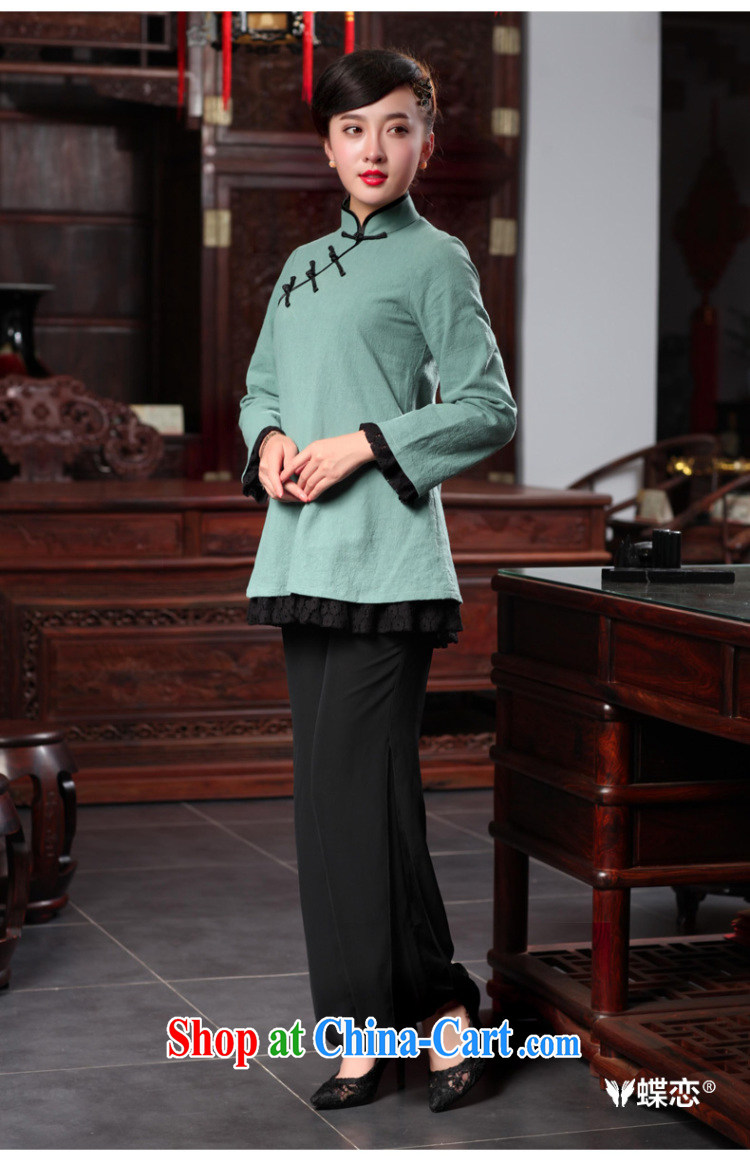 Butterfly Lovers 2015 spring new women with improved modern cheongsam shirt cotton Ma Sau San Tong Ms. loaded T-shirt 48,025 cyan XXL pictures, price, brand platters! Elections are good character, the national distribution, so why buy now enjoy more preferential! Health