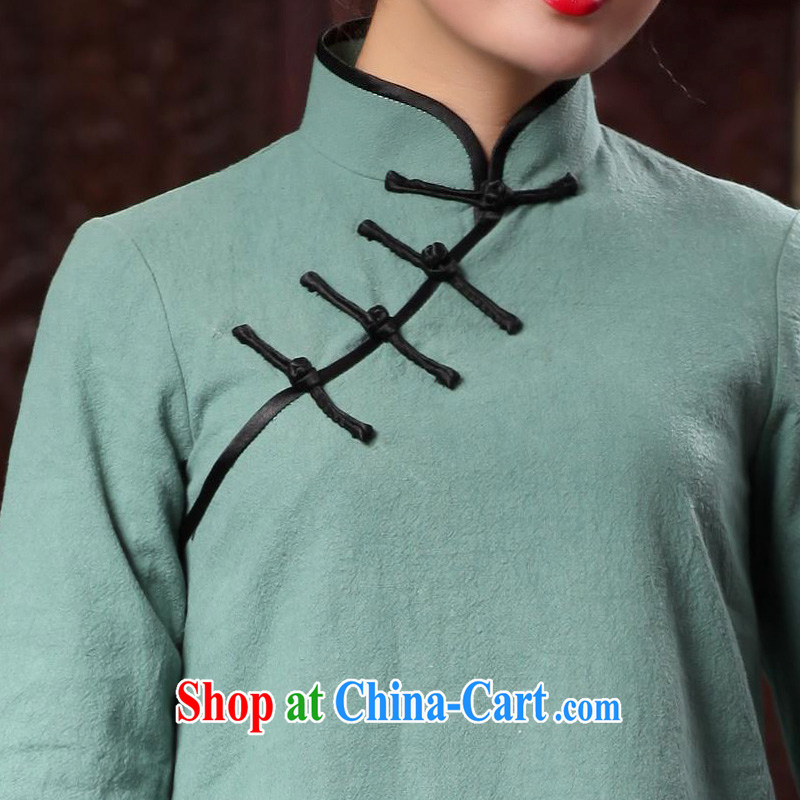 Butterfly Lovers 2015 spring new women with improved modern cheongsam shirt cotton Ma Sau San Tong Ms. Load T-shirt 48,025 cyan XXL, Butterfly Lovers, shopping on the Internet