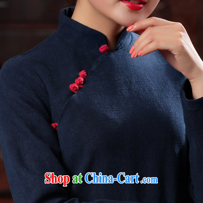 Butterfly Lovers 2015 spring new female Chinese wind flax, Chinese T-shirt cotton Ma improved cheongsam shirt 48,021 Tibetan cyan XL, Butterfly Lovers, shopping on the Internet
