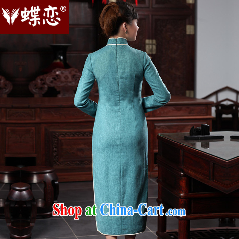 Butterfly Lovers 2015 spring new cheongsam dress improved fashion cheongsam dress everyday cotton the long robes, 48,017 blue blue ice water M, Butterfly Lovers, shopping on the Internet