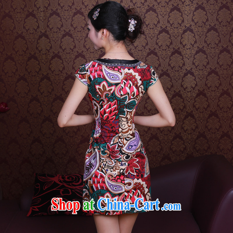 Ruyi is 2014, new women's clothing spring and summer National wind stylish Chinese qipao dresses 3033 3033 red XXL sporting, wind, shopping on the Internet
