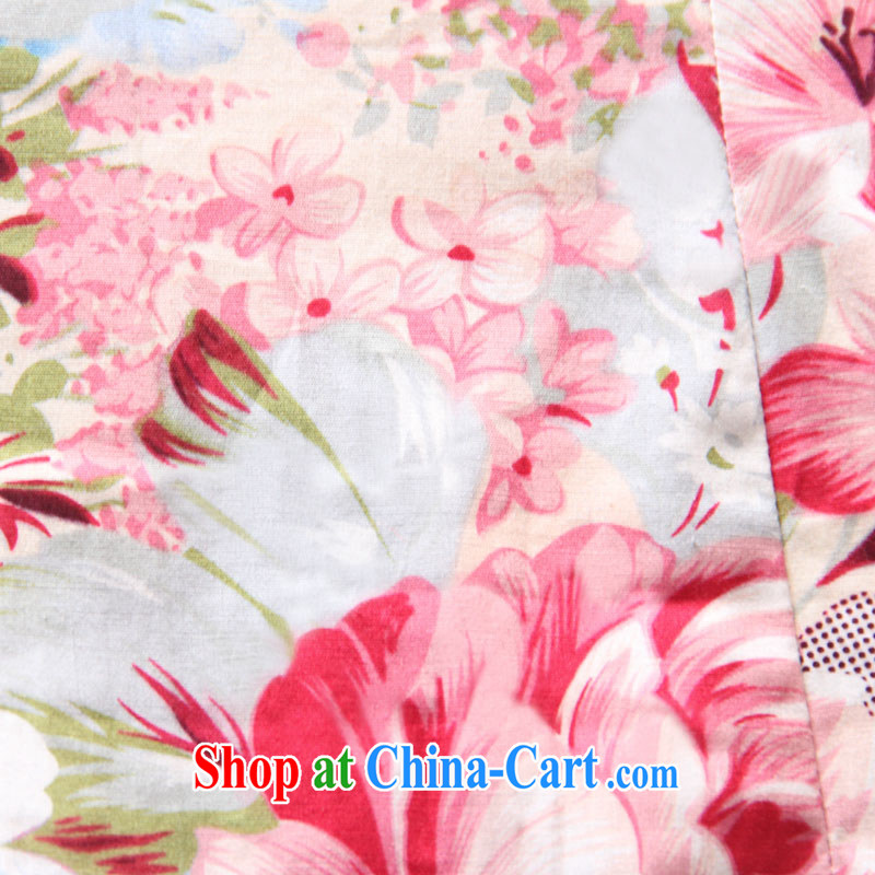 ruyi, 2014 new female summer traditional improved stylish retro pink Peony cotton short cheongsam 3014 3014 fancy XXL sporting, wind, shopping on the Internet