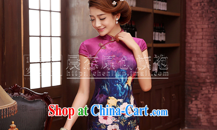Early Morning, spring and autumn 2014 new stylish improved retro short-sleeved short velvet cuff in cheongsam dress with two-color blue XXL pictures, price, brand platters! Elections are good character, the national distribution, so why buy now enjoy more preferential! Health