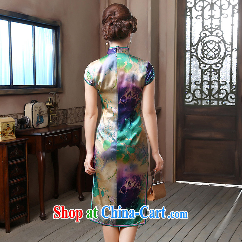 The CYD HO Kwun Tong' cold Shanghai Silk King high-end dresses, long sauna silk retro dress QD 4723 M suit, Sau looked Tang, shopping on the Internet