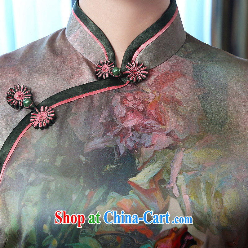 The CYD HO Kwun Tong' a color standard Silk Cheongsam 2015 traditional antique wood-tie no zipper on Lao 4803 QD XXL suit, Su-koon Tang, shopping on the Internet