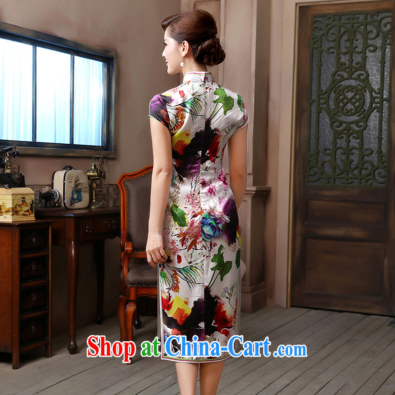The CYD HO Kwun Tong' fragrance 2015 long Silk Dresses exclusive sauna silk retro evening dresses 4804 QD XXL suit, Sau looked Tang, shopping on the Internet