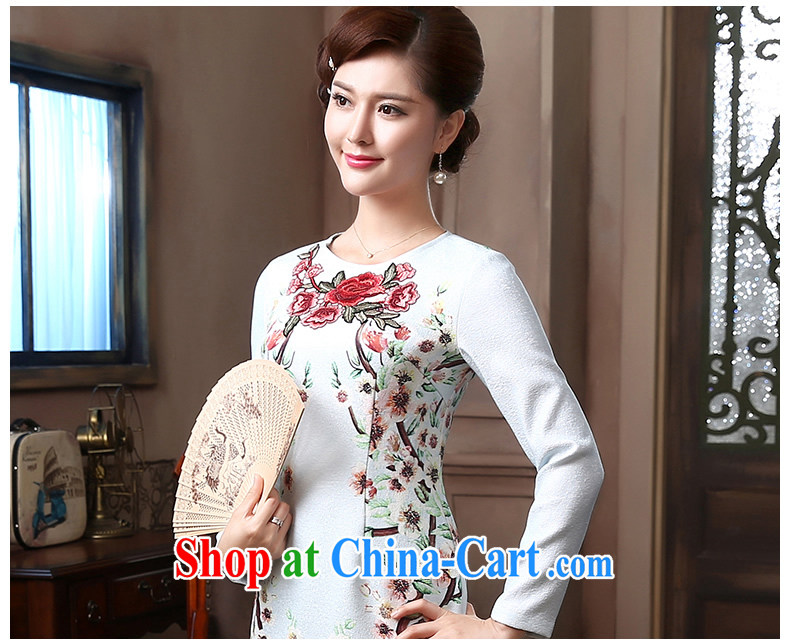 The CYD HO Kwun Tong' cross-mei long-sleeved round-collar improved fashion dresses 2015 spring on the embroidery dresses QZ 4801 blue XL pictures, price, brand platters! Elections are good character, the national distribution, so why buy now enjoy more preferential! Health