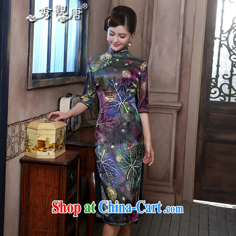 The CYD HO Kwun Tong' style high quality silk dresses 2015 sauna silk retro-in Lao, long gown 4807 QZ XXL suit, Sau looked Tang, shopping on the Internet