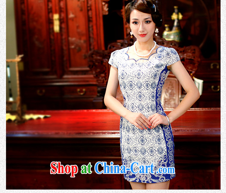 2014 girls summer new stylish fresh Chinese improvement of traditional blue and white porcelain beauty cheongsam dress 4116 4116 blue and white porcelain XL pictures, price, brand platters! Elections are good character, the national distribution, so why buy now enjoy more preferential! Health